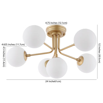 Olivier Parisian 24" Globe Modern Industrial Iron Bistro LED Semi Flush Mount